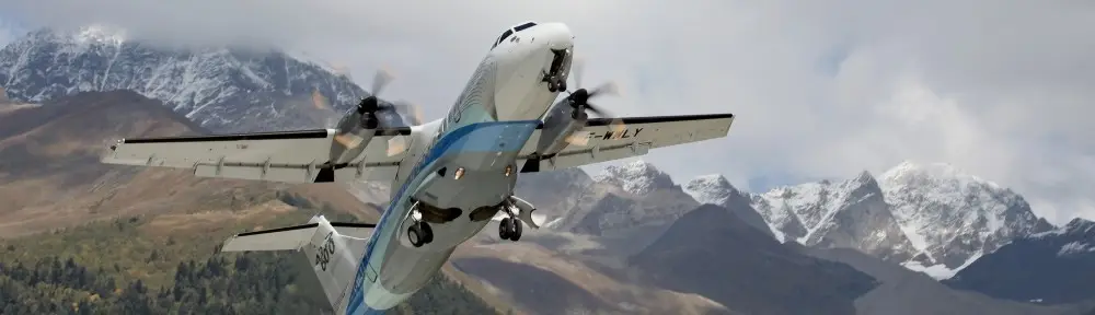 An ATR taking off in Mestia, Georgia